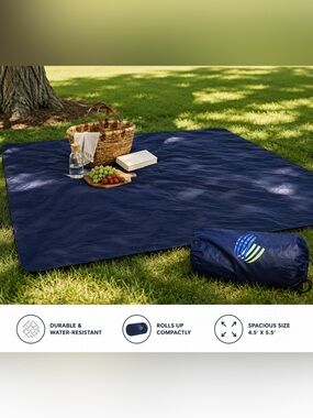 Navy Picnic Blanket with Duffel Bag